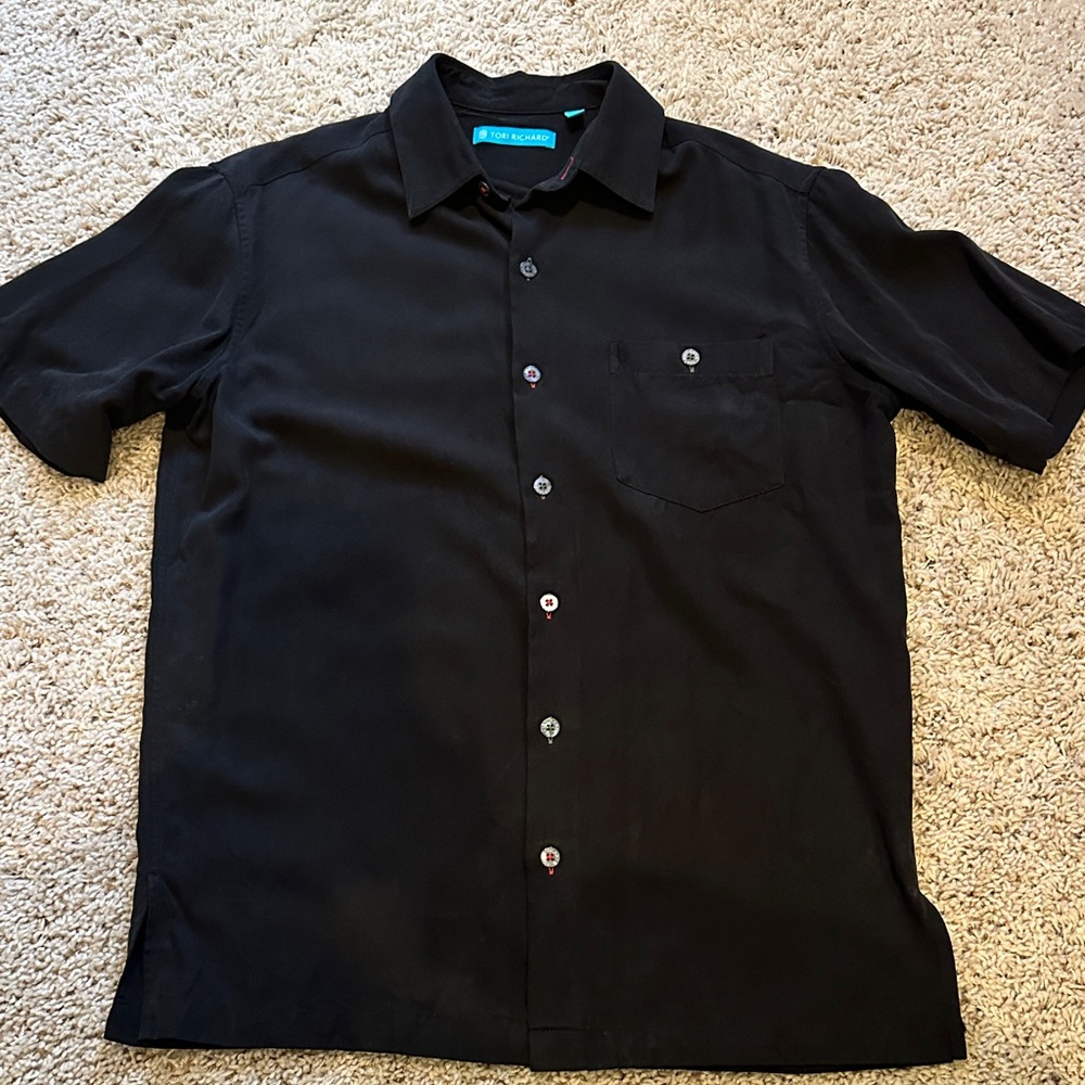 Tori Richard Black Casual Christmas Button Down Shirt
